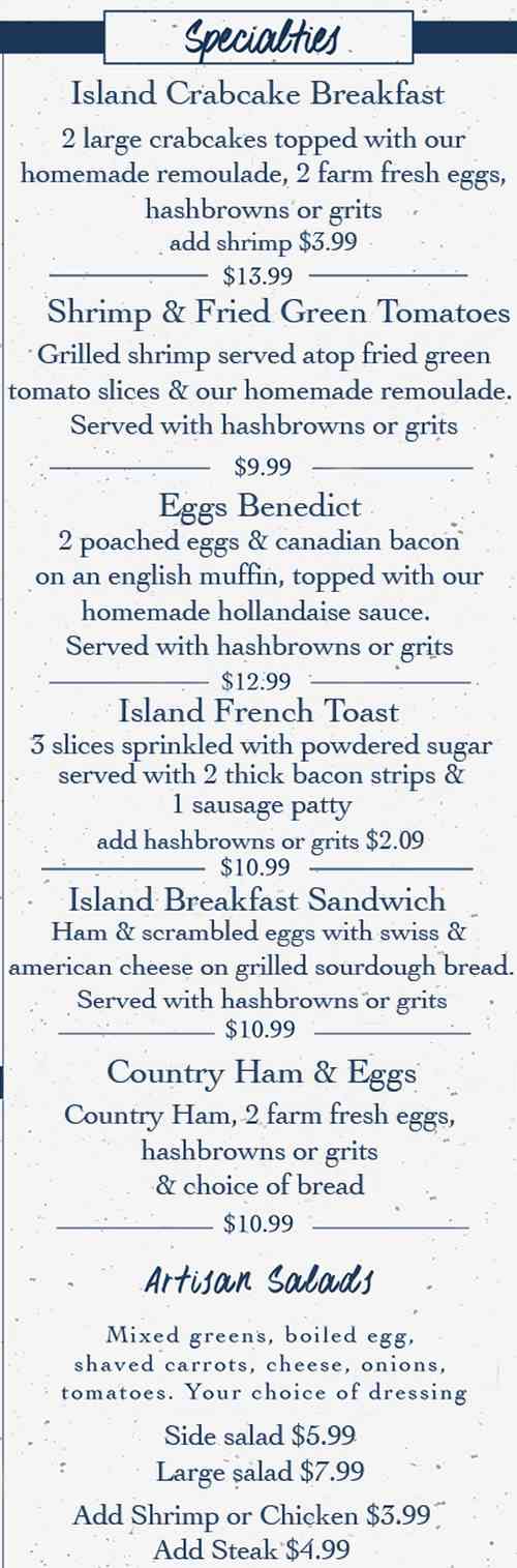 Page 2 of menu, Island Pancake House Gulf Shores, AL