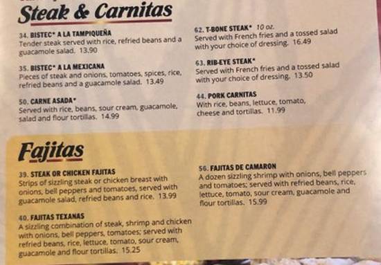 Page 3 of menu, Tequila's Mexican Gulf Shores, AL