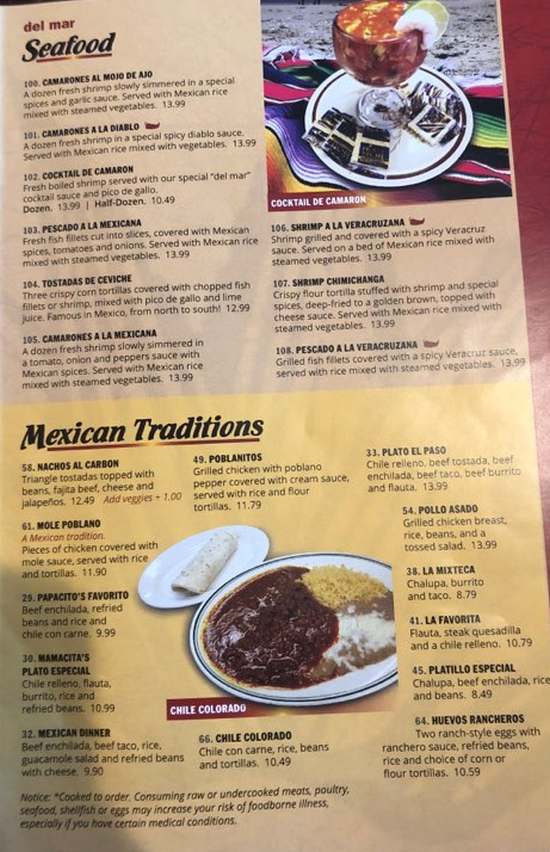 Page 4 of menu, Tequila's Mexican Gulf Shores, AL