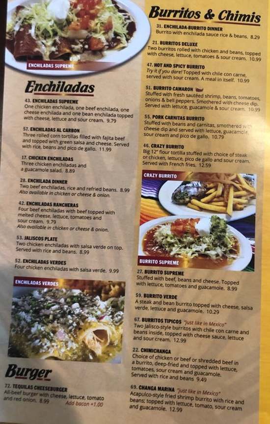 Page 6 of menu, Tequila's Mexican Gulf Shores, AL