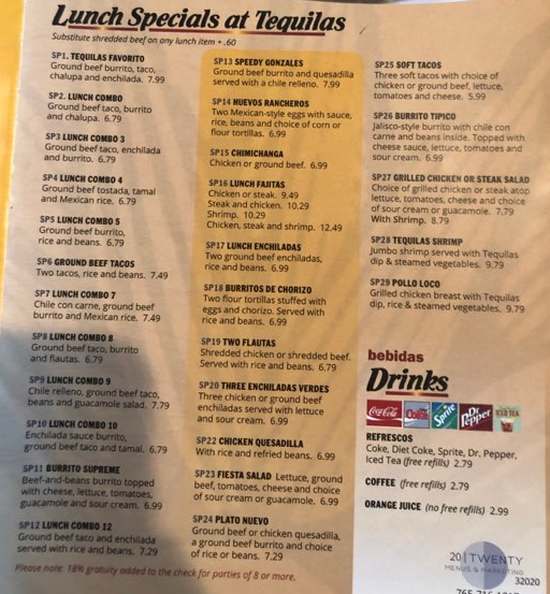 Page 7 of menu, Tequila's Mexican Gulf Shores, AL